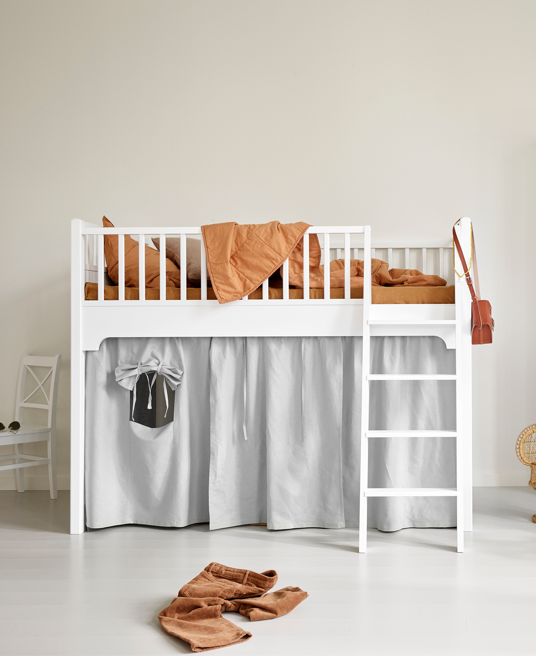 Vorhang für Seaside Classic halbhohes Hochbett, grau