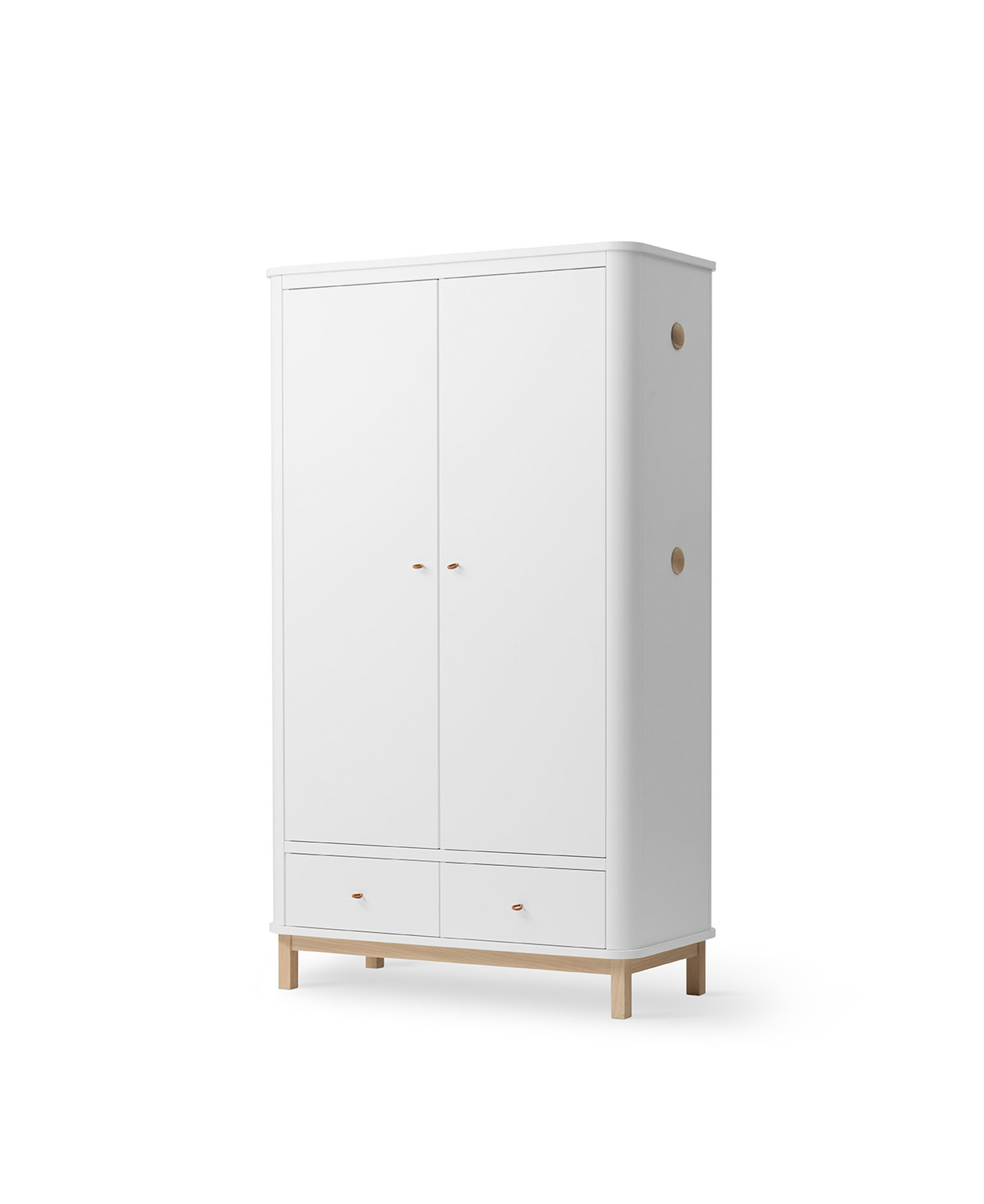 Wood Kleiderschrank 2-türig, weiss/Eiche
