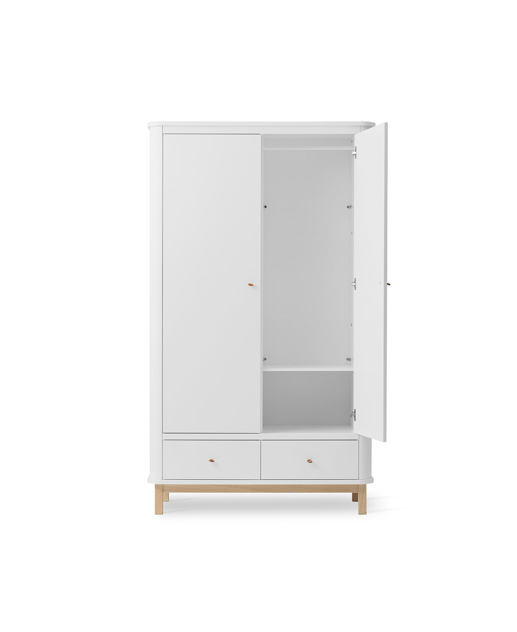 Wood Kleiderschrank 2-türig, weiss/Eiche