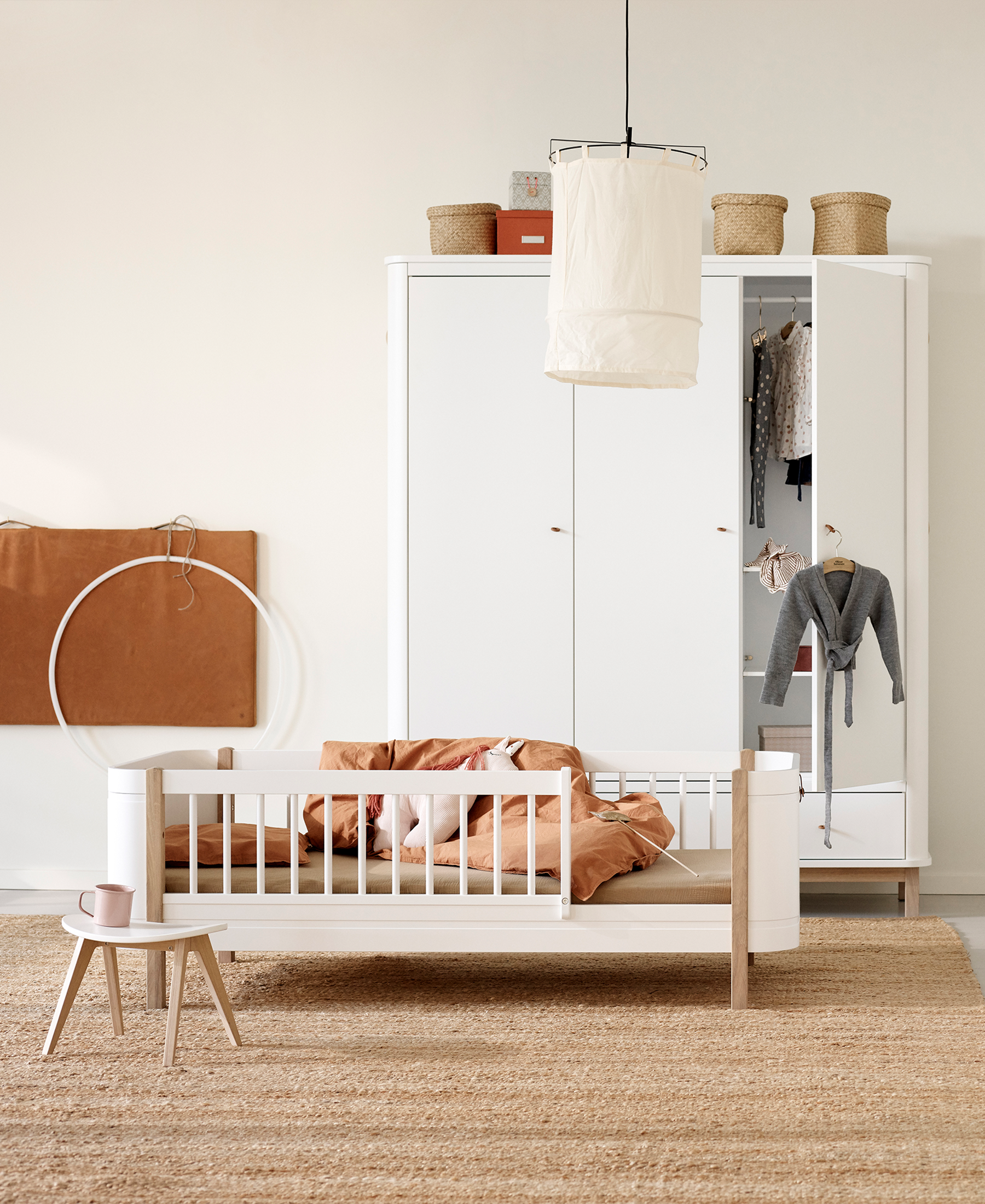 Wood Mini+ Babybett inkl. Umbauset Juniorbett, weiss/Eiche