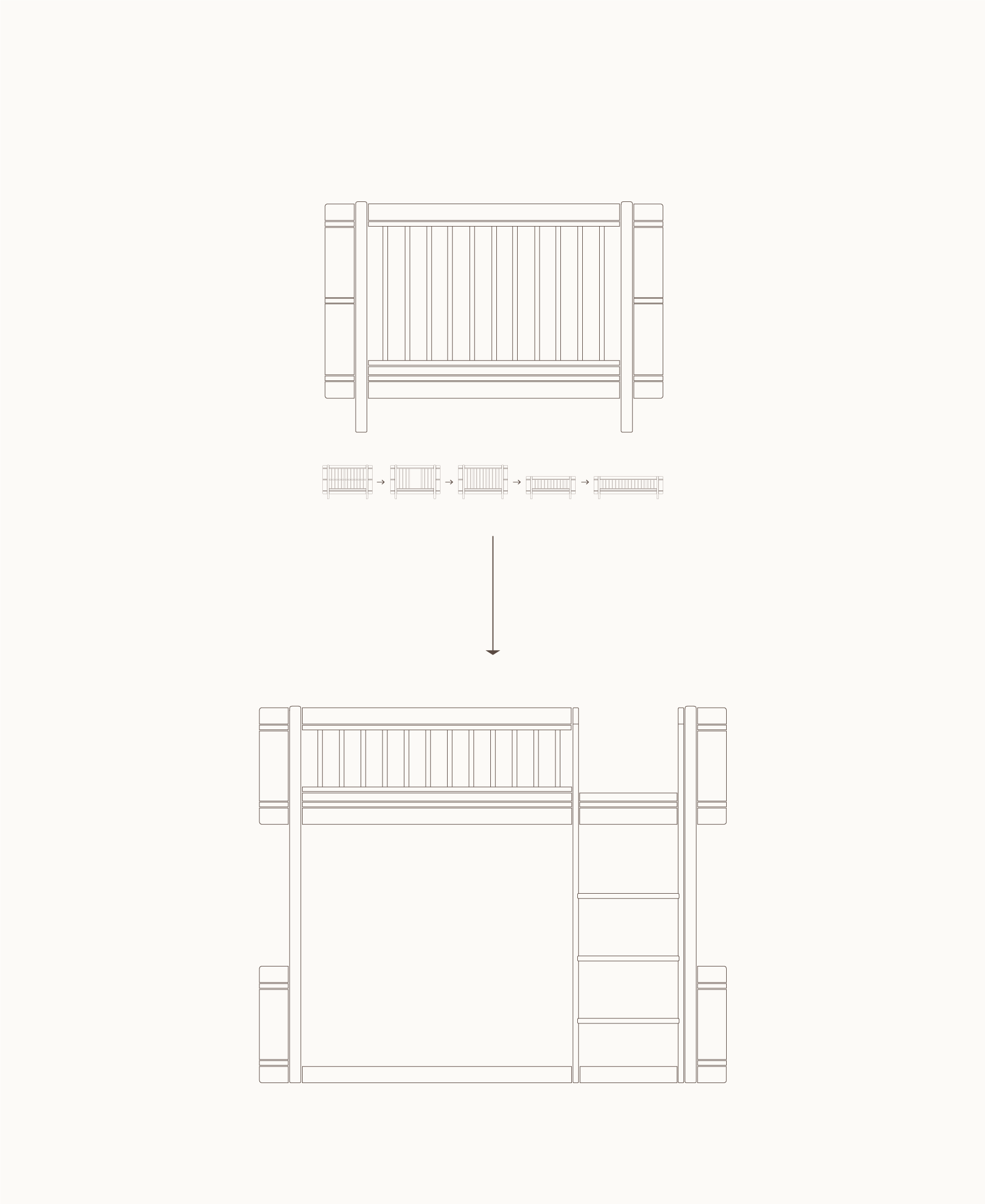 Mini+ Babybett inkl. Umbauset Juniorbett zum Mini+ halbhohen Hochbett, Eiche