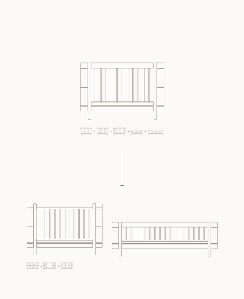 Mini+ Geschwisterset (Ergänzung f. Mini+ Babybett inkl. Umbauset Juniorbett, weiß/Eiche)