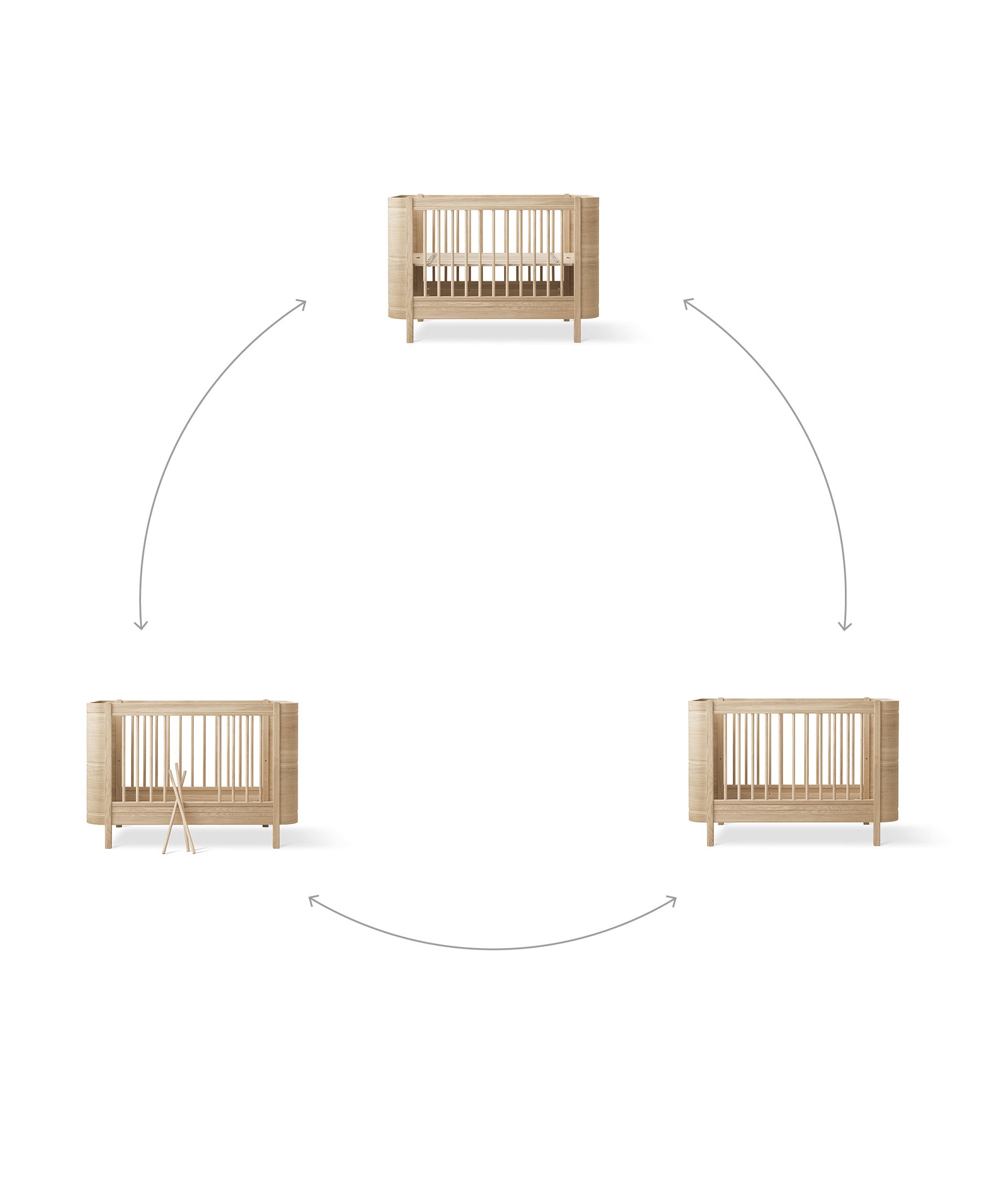 Wood Mini+ Babybett, Eiche