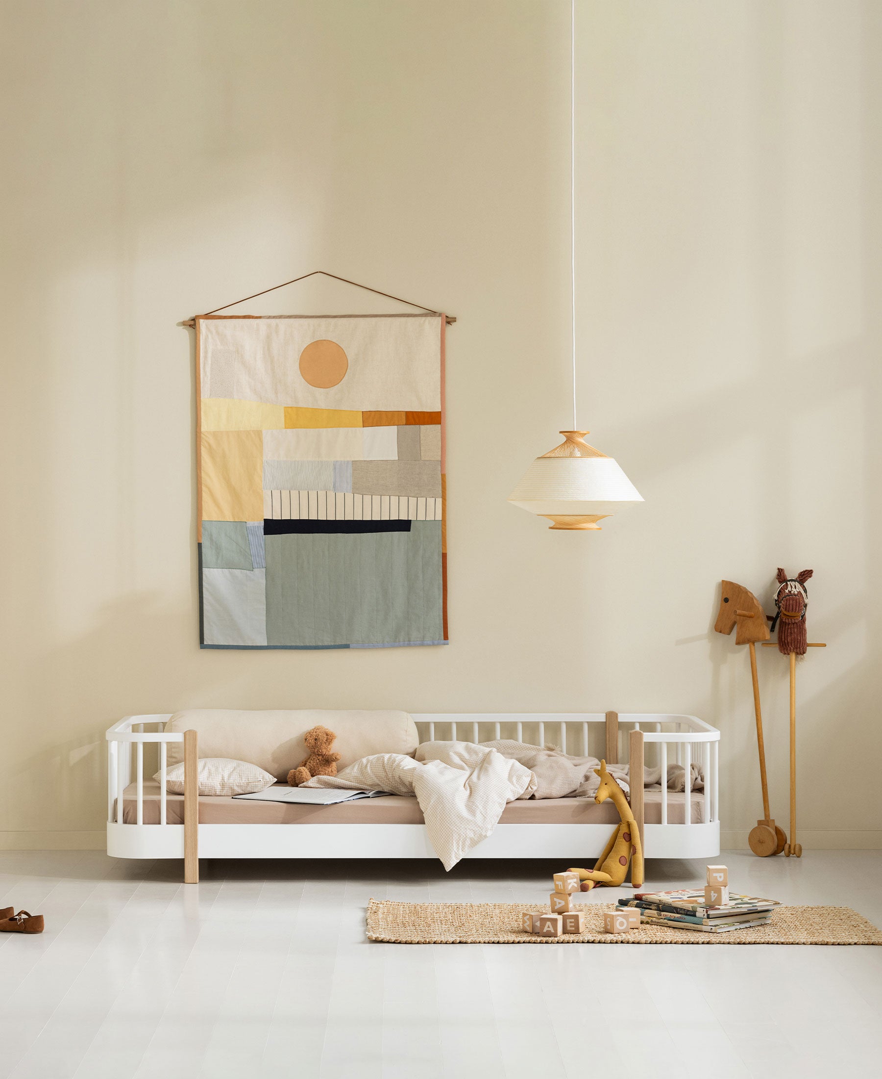 Wood Original Bodenbett, weiss/Eiche