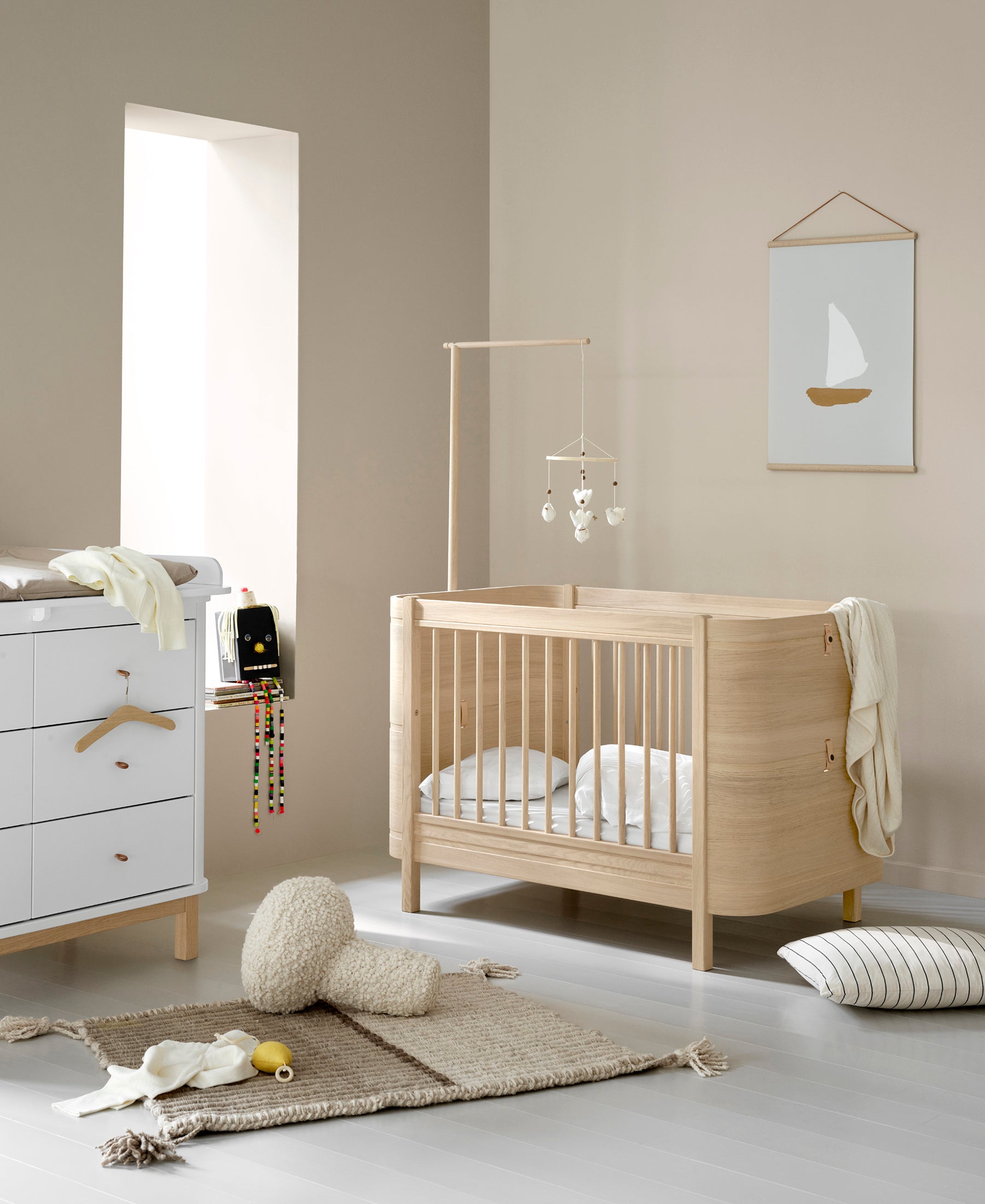 Wood Mini+ Babybett inkl. Umbauset Juniorbett, Eiche