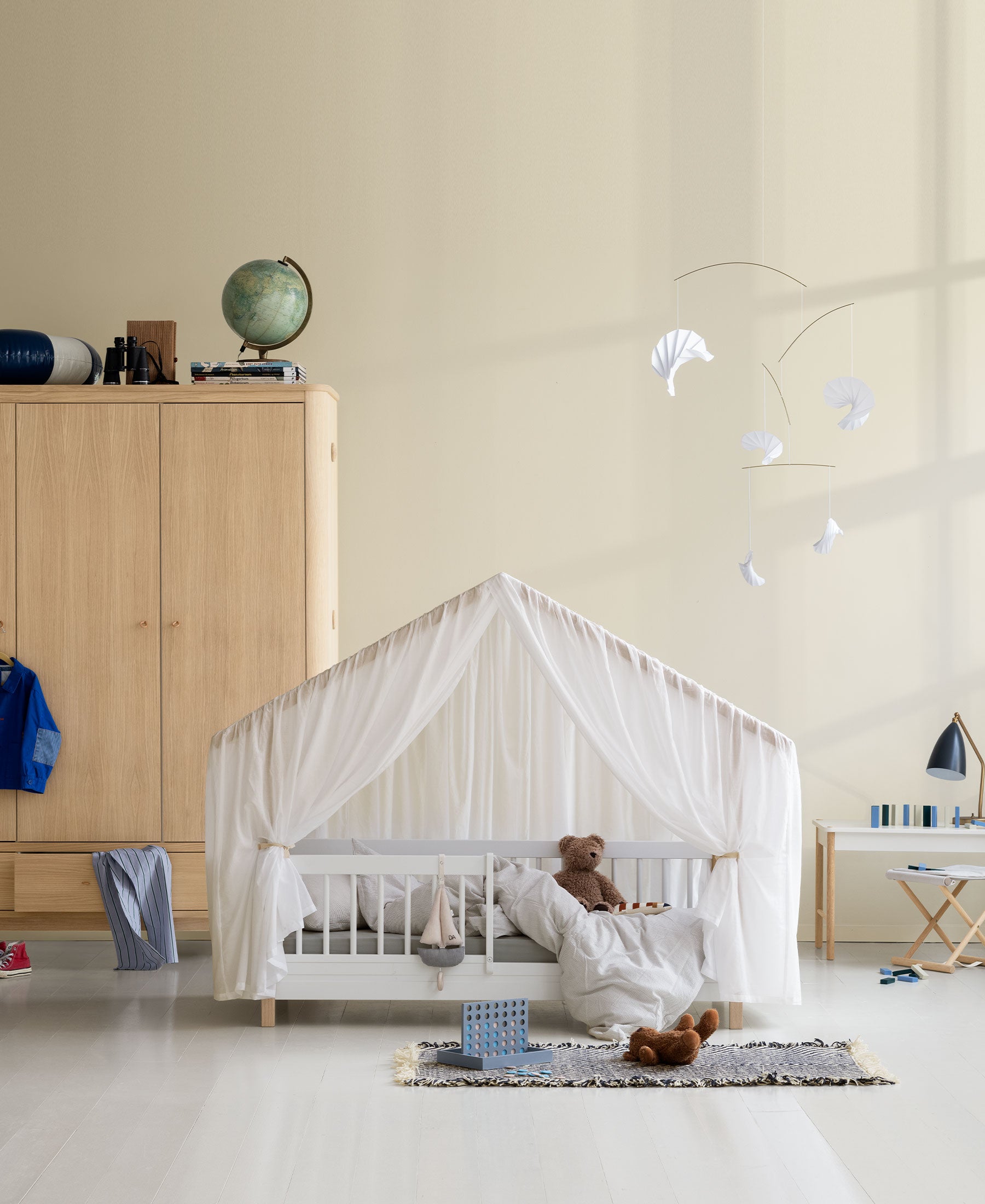 Wood Mini+ Hausbett, weiss/Eiche