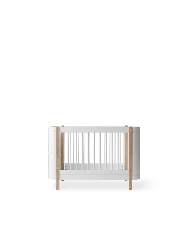 Wood Mini+ Babybett, weiss/Eiche