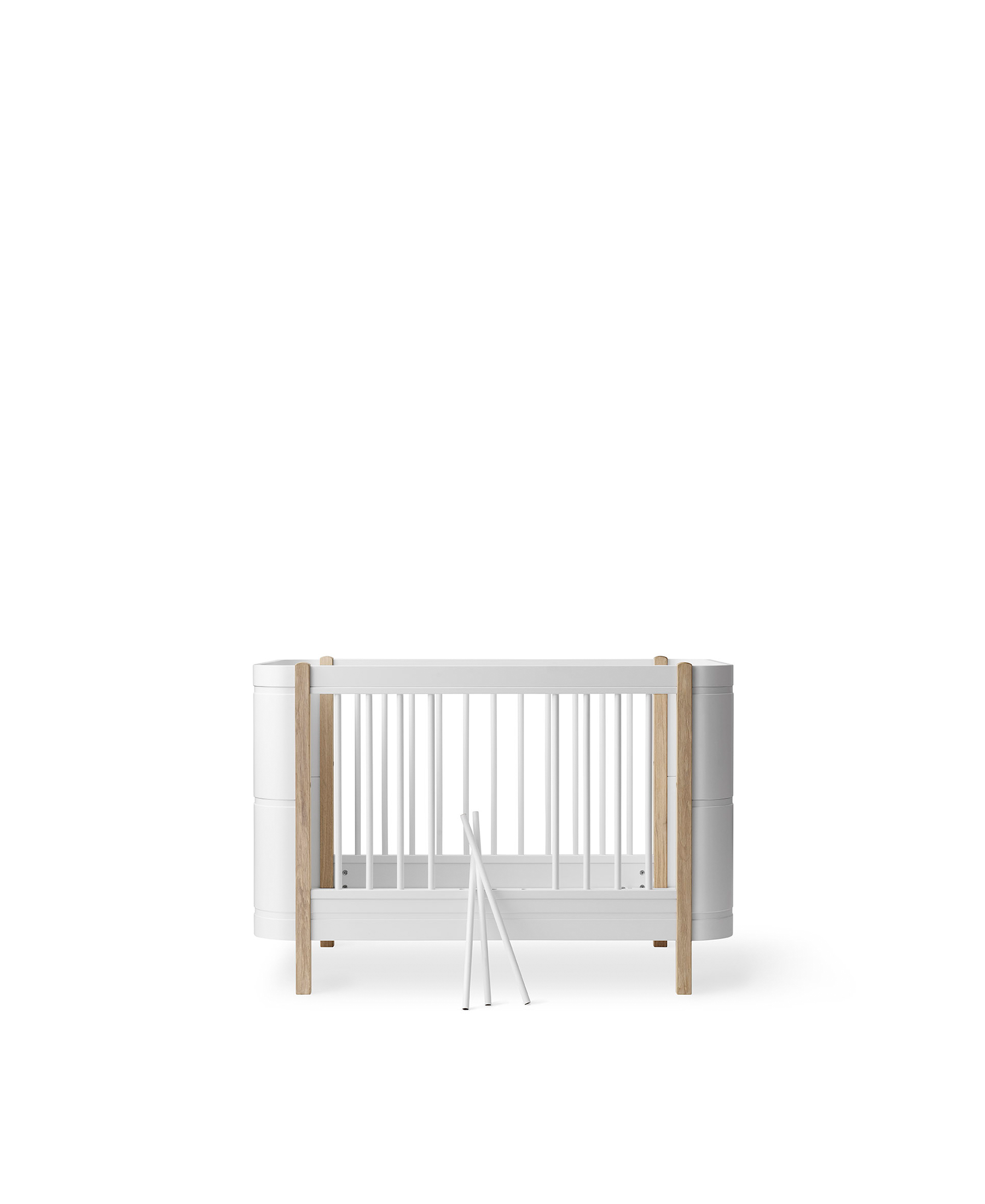 Wood Mini+ Babybett inkl. Umbauset Juniorbett, weiss/Eiche
