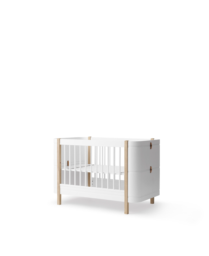Wood Mini+ Babybett, weiss/Eiche