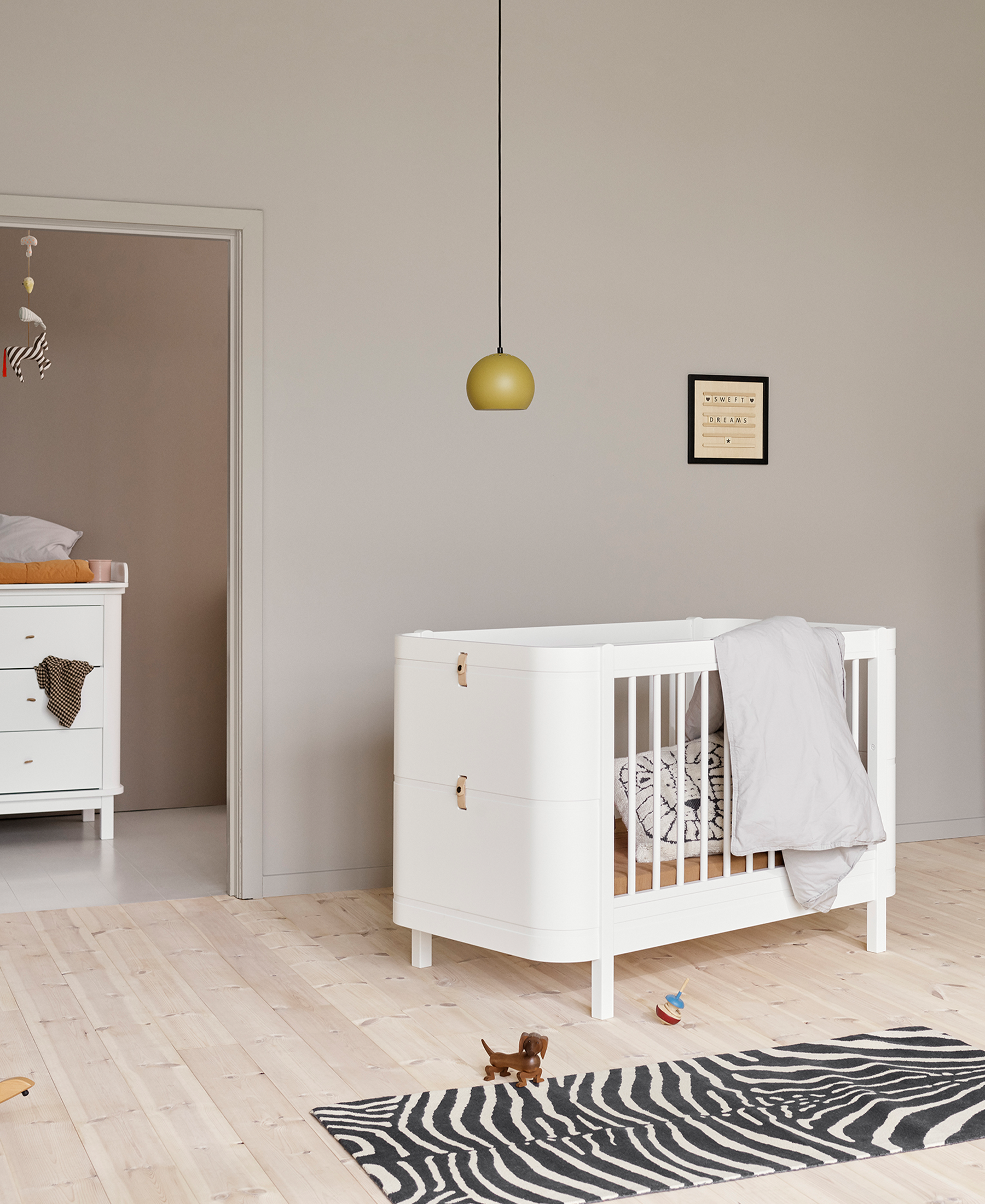 Wood Mini+ Babybett inkl. Umbauset Juniorbett, weiss