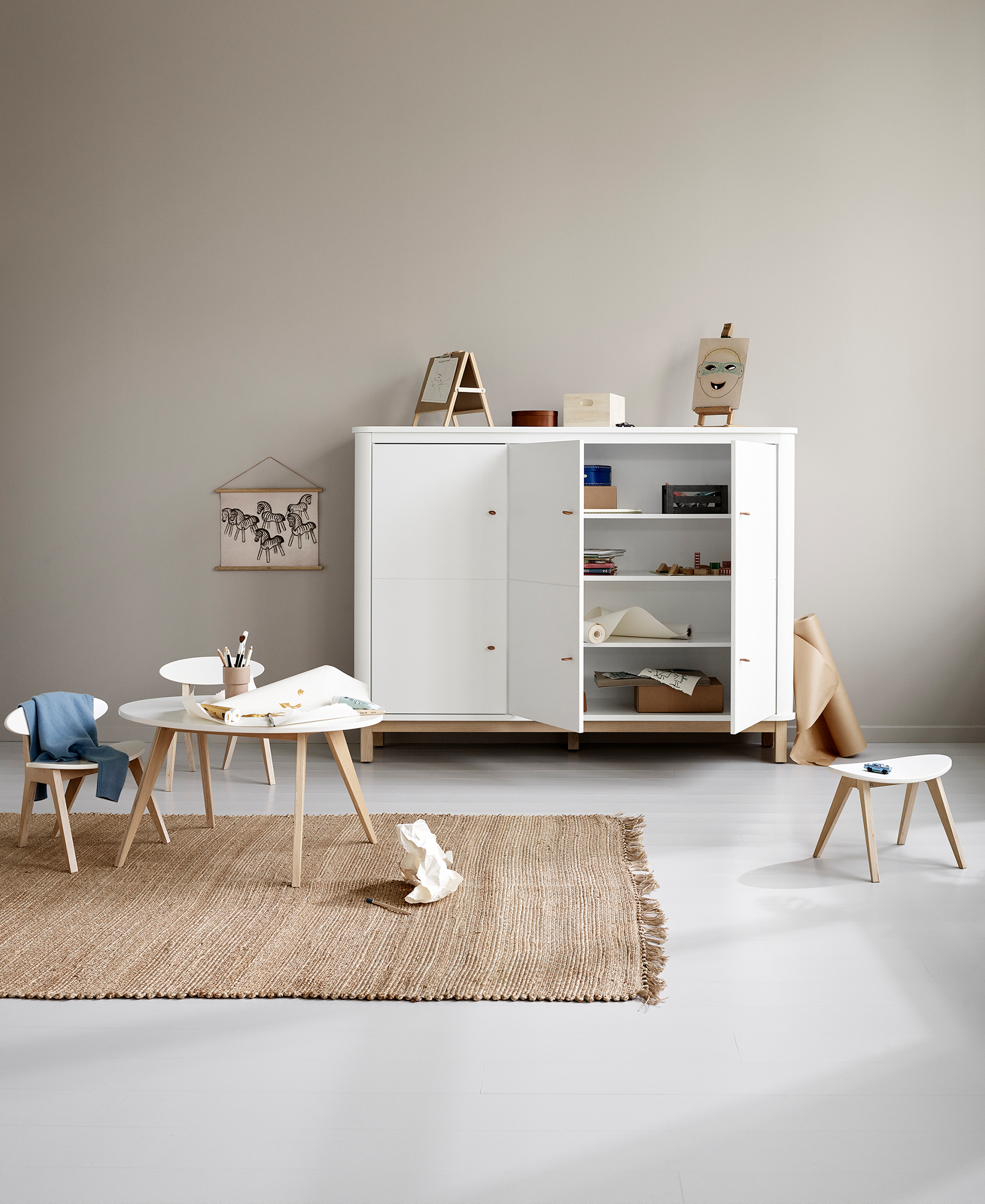 Wood Pingpong Stuhl weiss/Eiche